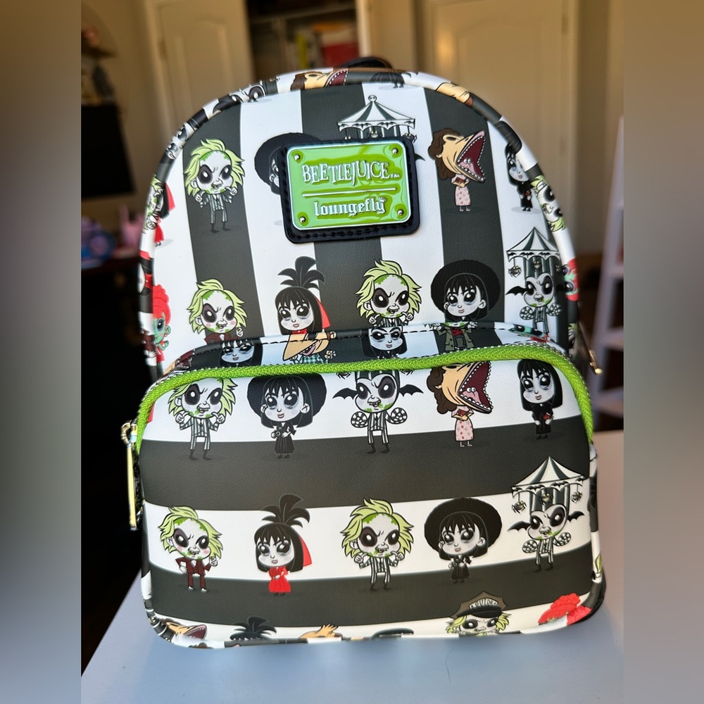 Loungefly Beetlejuice Mini Backpack 🖤💚 BRAND NEW